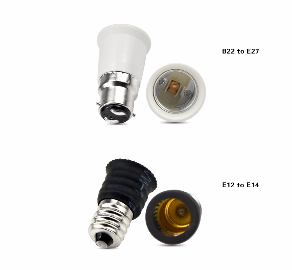 5PCS E14 to E27 B22 to E27 E27 to B22 GU10 to E27 Screw Base Lamp Socket Holder LED Light Bulb Adapter Screw Base