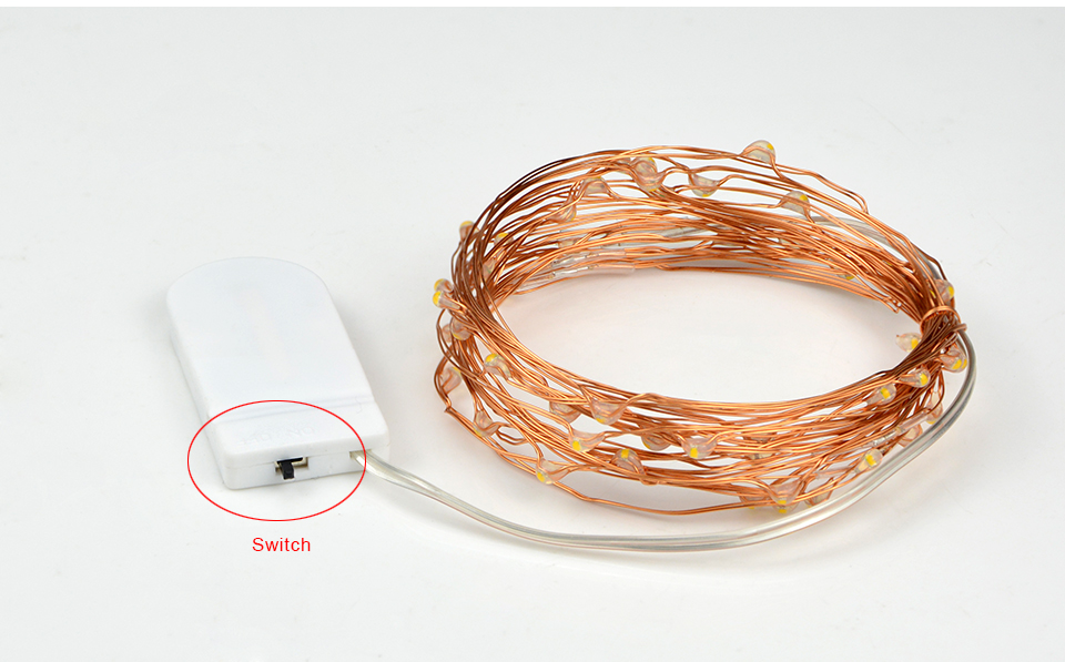 2M 5M led Battery Operated LED strip light string lights Copper Wire Lights for Party Christmas Holiday Decoration lamparas lamp