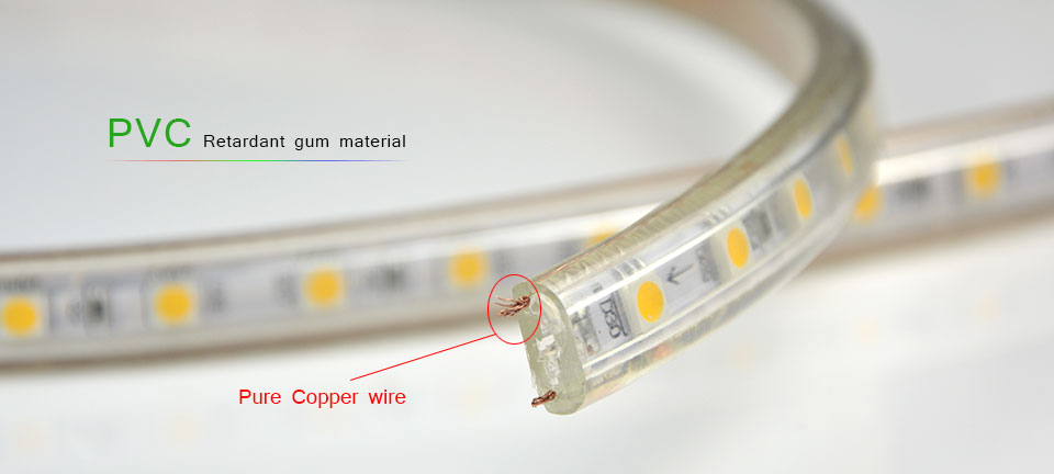 Upgrad copper wire 220V SMD 5050 LED Strip Light 1m 18M IP65 Waterproof led tape outdoor lighting Decor lamp EU plug Adapter