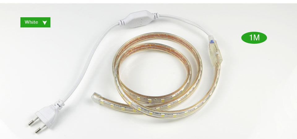 Upgrad copper wire 220V SMD 5050 LED Strip Light 1m 18M IP65 Waterproof led tape outdoor lighting Decor lamp EU plug Adapter
