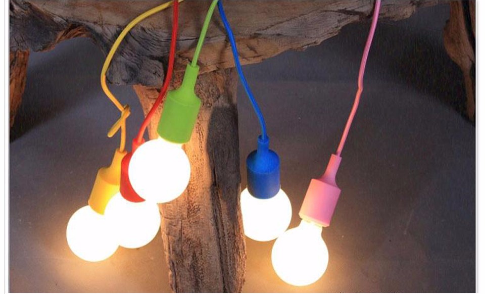 13 Colourful E27 Silicone LED lamp Bases Socket DIY Pendant lights Holder Droplight Bulb 1M Cord Ceiling base For Decoration