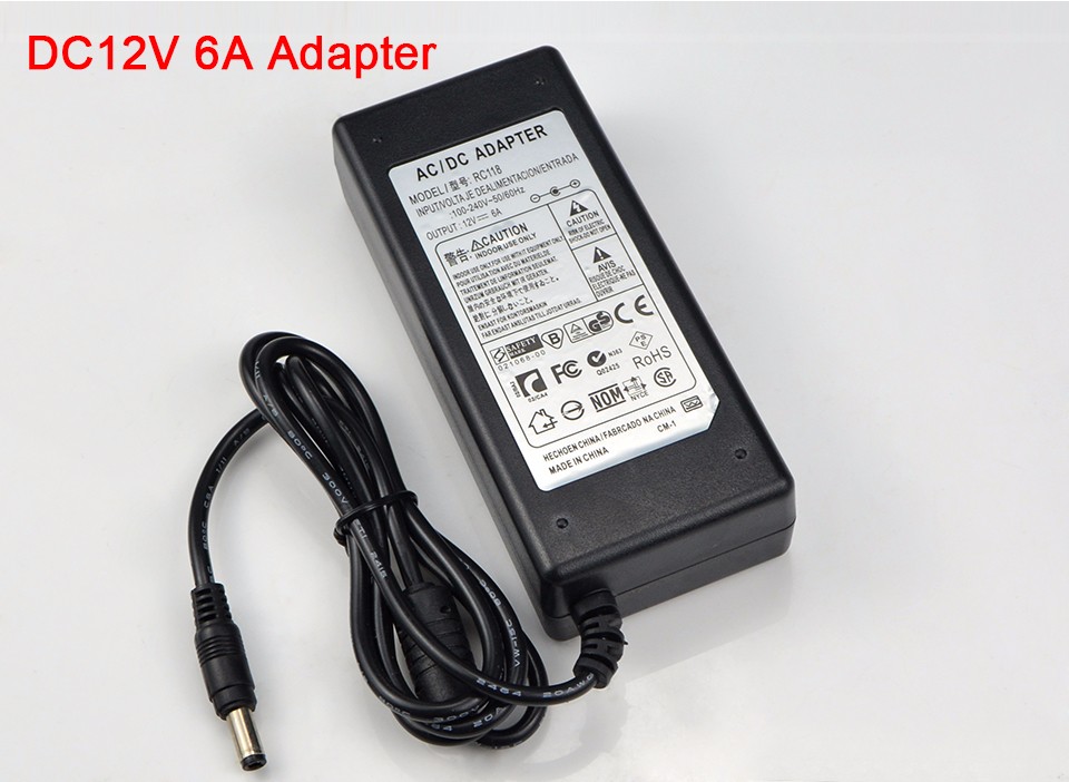 220V to DC12V 6A Power Supply Adapter Lighting Transformer For 5050 3528 3014 5630 LED Light Ribbon Tape EU UK US Plug Socket
