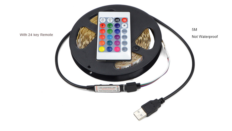 USB2.0 cable charger 5V 5050 SMD RGB USB LED Strip light For TV Background Lighting 50cm 1m 2m IP20 IP65 waterproof LED light