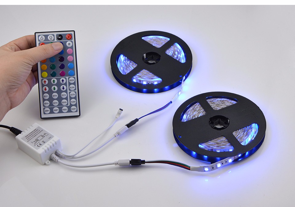 10M 2 x 5M SMD 5050 RGB LED Strip Decorative 300 LEDs light Tape Ribbon 44 Keys IR Remote Controller