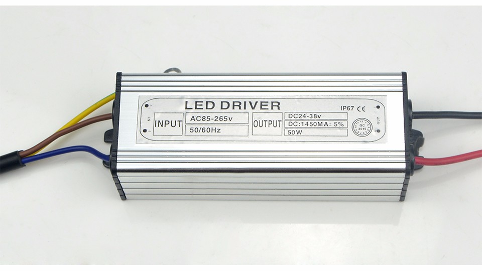 1X 50W 1.5A AC 85V 265v to DC 24V 38V LED Driver Power Adapter Floodlight lighting Transformer Switch Supply IP67 Waterproof