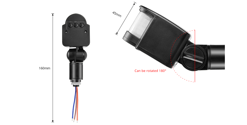 AC 110V 240V LED Motion Sensor Automatic Infrared PIR Motion Sensor Switch Rotating PIR Switch Detector for LED light