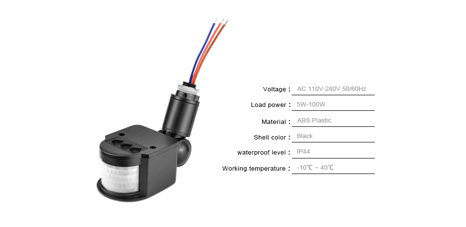 AC 110V 240V LED Motion Sensor Automatic Infrared PIR Motion Sensor Switch Rotating PIR Switch Detector for LED light