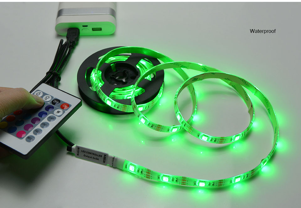 1m 2m 3m 4m 5m DC 5V USB cable charger led light USB LED strip light LED lamp 5050 SMD tape RGB remote control not waterproof