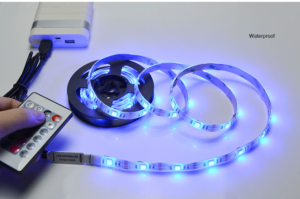 1m 2m 3m 4m 5m DC 5V USB cable charger led light USB LED strip light LED lamp 5050 SMD tape RGB remote control not waterproof
