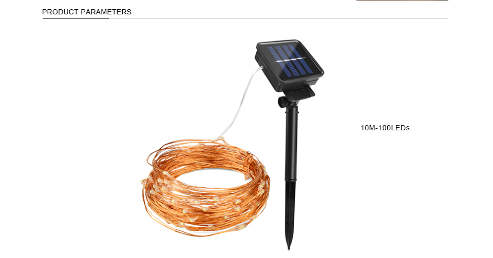 10M 20M Solar Power holiday light LED Copper Wire String lamp Fairy Outdoor light Decor indoor holiday Garden Lawn wedding Party