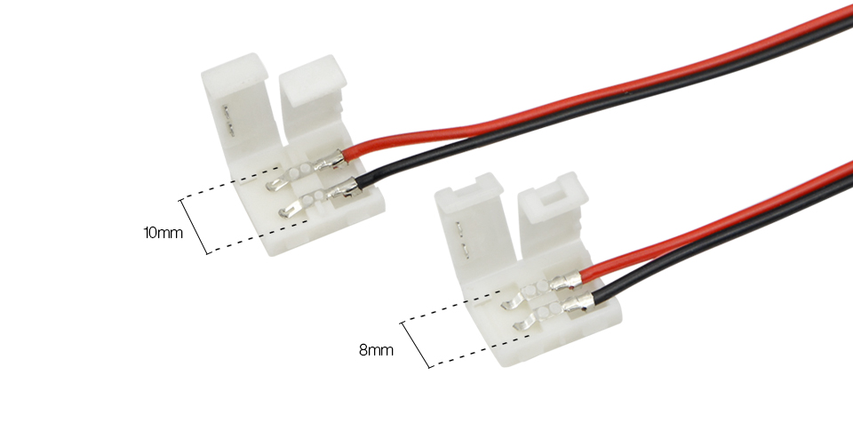 5Pcs LED Strip Connector Free Welding LED Strip Connector 2pin 10mm 5050 SMD 2pin 8mm 2835 SMD with Wire Connectors
