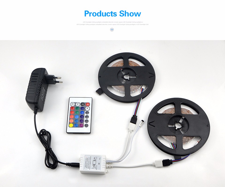 2835 SMD 10M 2x5M RGB LED Strip light 60LEDs M 24Key Remote Controller 12V 3A Power Adapter For Indoor Decor Ribbon Tape