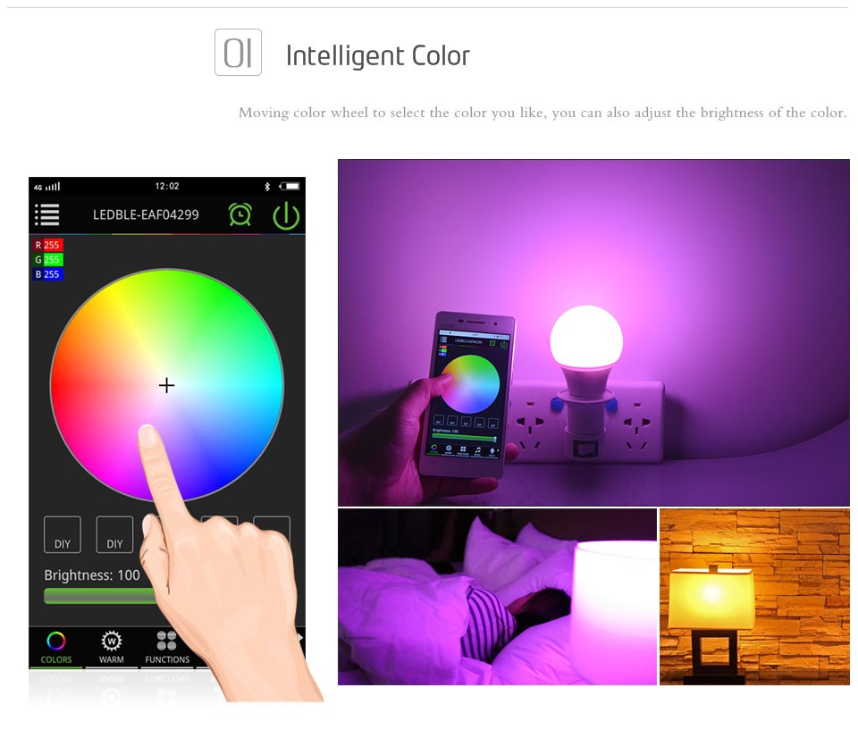 Bluetooth Smart LED RGBW lamp 85V 265V E27 4.5W APP Control Magic Bulb light Suit for IOS Android Smartphone