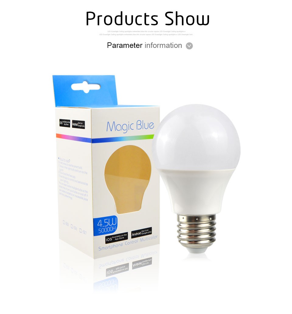 Bluetooth Smart LED RGBW lamp 85V 265V E27 4.5W APP Control Magic Bulb light Suit for IOS Android Smartphone