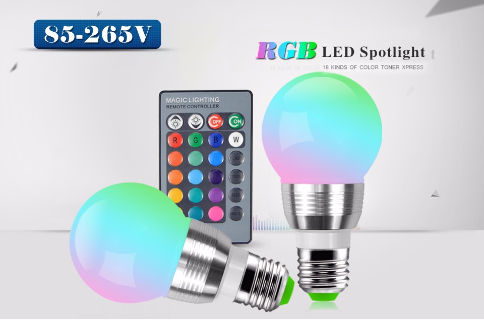 1Pcs 16 Colors Dimmable RGB LED Ball Bulb E27 85 265V 110V 220V LED lamp For Home Decoration Atmosphere Night light IR Remote