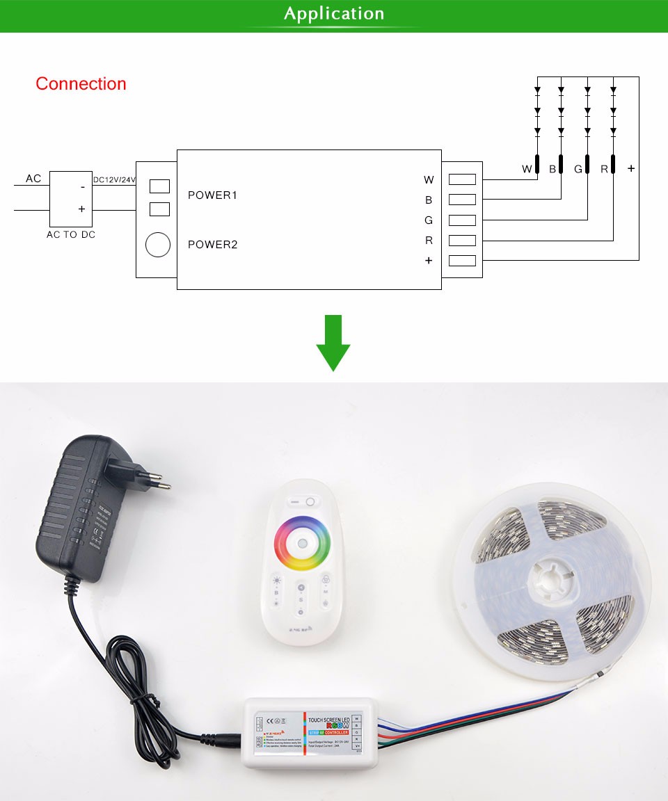 2.4G RGBW RGB LED Controller Touch Screen RF Remote Control DC12V 24key 44 key RGB IR Controller for LED 2835 3528 5630Strip.