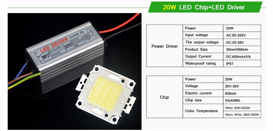 Really Watt 10W 20W 30W 50W 100W Integrated COB LED Beads Chip light lamp Power Driver lighting transformer For Floodlight Bulb
