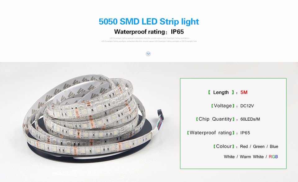 RGB LED strip light DC 12V 5M 60LEDs m IP20 IP65 IP67 Waterproof 5050 SMD LED string light RGB led lamp Tape diode ribbon