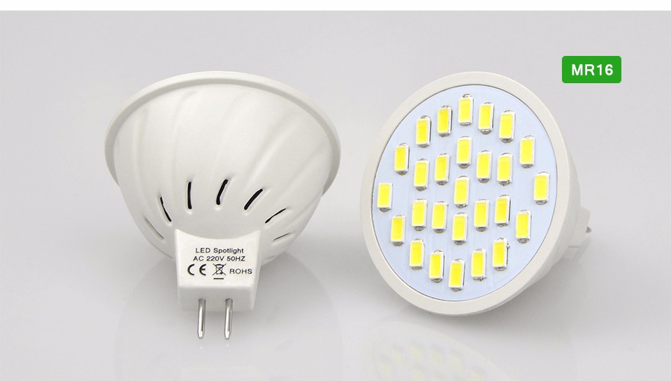 High Lumen 5730 SMD 220V E27 GU10 MR16 GU5.3 LED Spotlight lamp 27 LEDs Bulbs light 700LM Fireproof Body Lampada for home bulbs