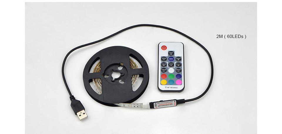 DC 5V USB charger RGB LED strip light 2835 SMD USB cable led light RGB LED lamp RF RGB remote control Decor light 1M 2M 3M 4M 5M