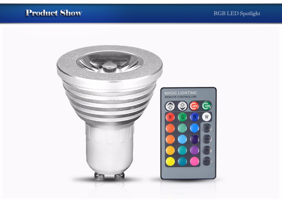1Pcs 85 265V 110V 220V 24 Keys Remote Controller Spotlight Bulb Decorative Night light 16 Colors Dimmable GU10 RGB LED lamp