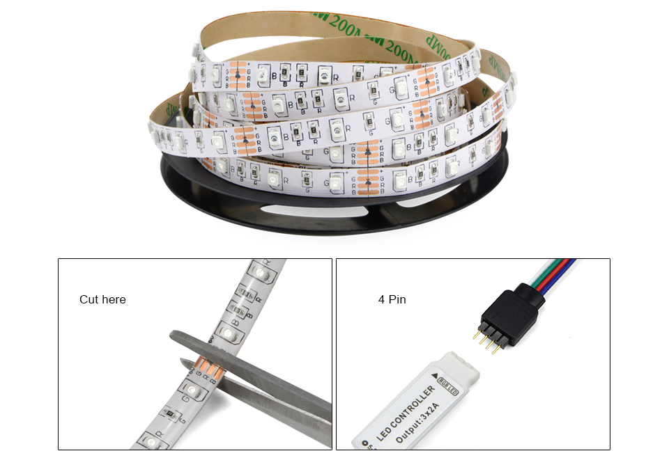 3528 2835 SMD RGB USB LED strip light DC 5V LED lamp IR remote control 1m 2m 3m 4m 5m decor lighting IP20 IP65 waterproof Tape