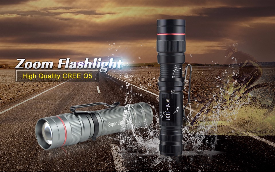Portable Lanterns CREE Q5 LED pen light waterproof flashlight 3 Model Zoomable Torch light For Outdoor Emergency Night lighting