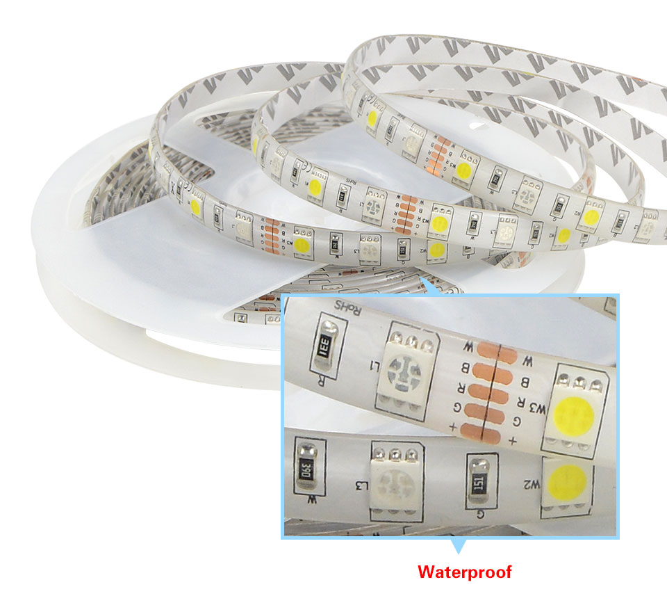DC12V 5m IP20 IP65 waterproof RGB RGBW RGBWW 5050 SMD LED strip light 3A power supply adapter RGB remote control home tape