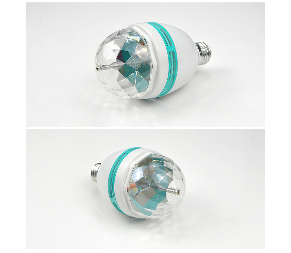 110V 220V PIR Motion Sensor Auto Rotation RGB LED Stage light E27 3W lamp Bulb With Infrared Induction PIR Swith Holder