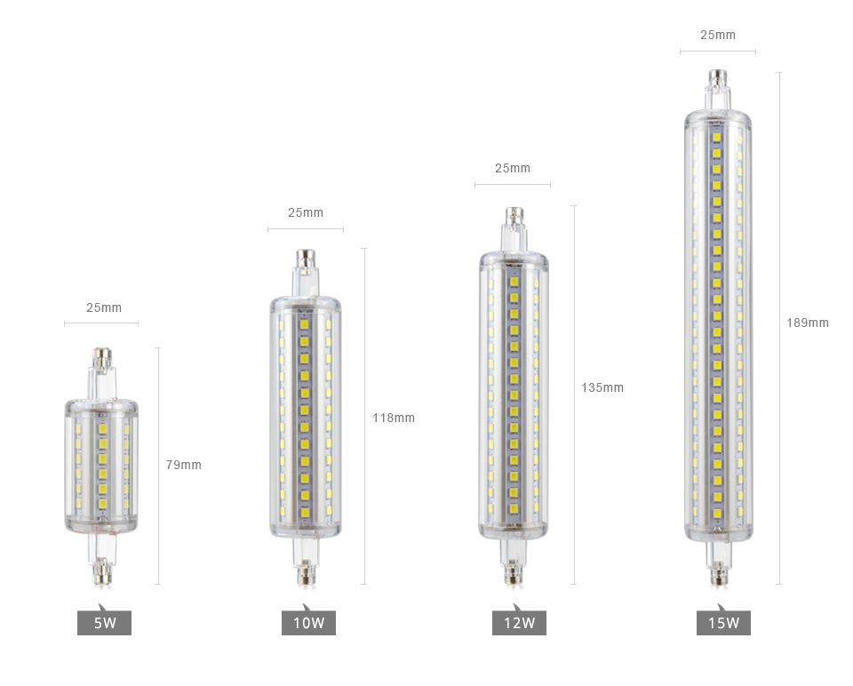 220V 110V 2835 SMD 78mm 118mm 135mm 189mm 7W 10W 12W 15W Led Bulb R7S LED Corn Light Replace Halogen Lamp 85 265V Floodlight