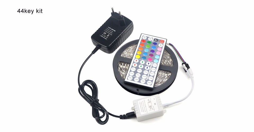 5050 SMD RGB LED Strip light IP20 IP65 DC12V 60LEDs m 5m Flexible LED Light 3A power supply adapter IR remote controller