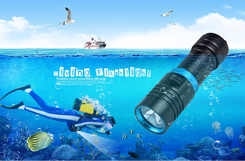IP68 Waterproof LED Underwater Diver lighting flashlight Portable Lanterns CREE XML L2 scuba archon Hunting Fishing torch light