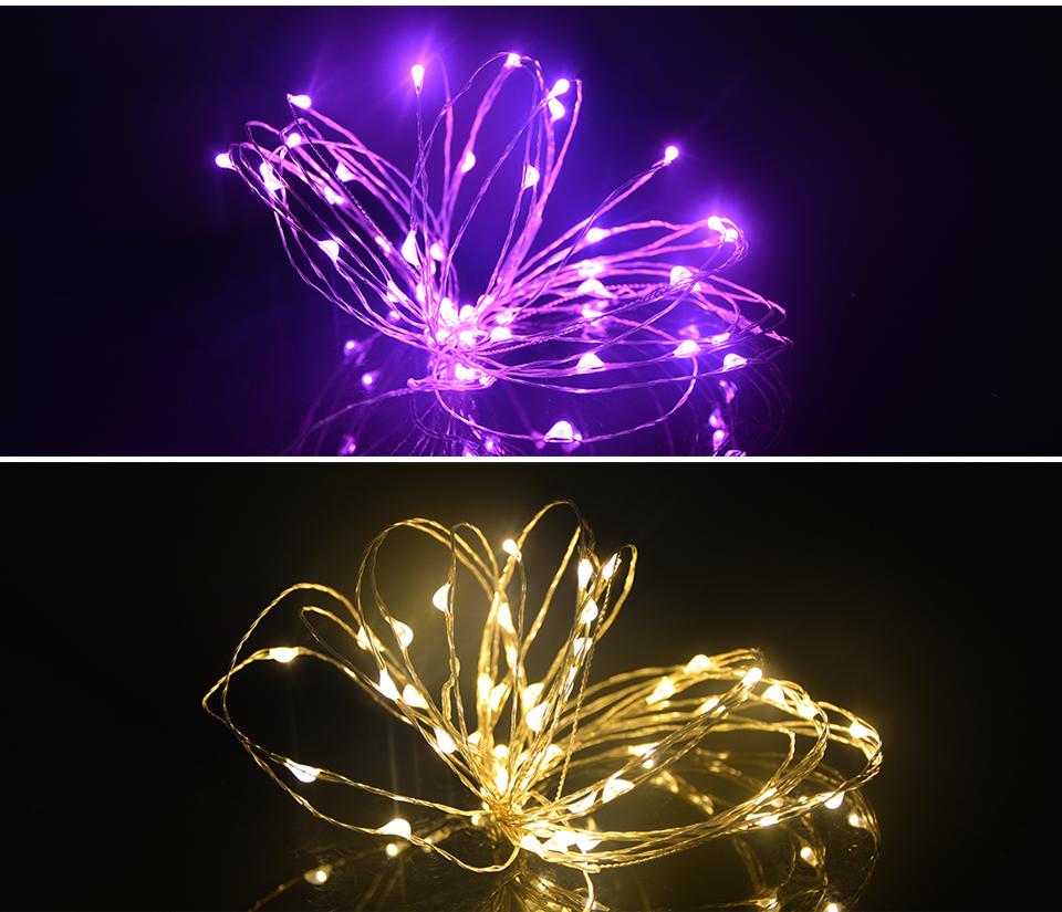 2m 5m holiday Decoration lights LED Strip Light Powered LED Copper Wire Fairy String Lighting for Christmas home light