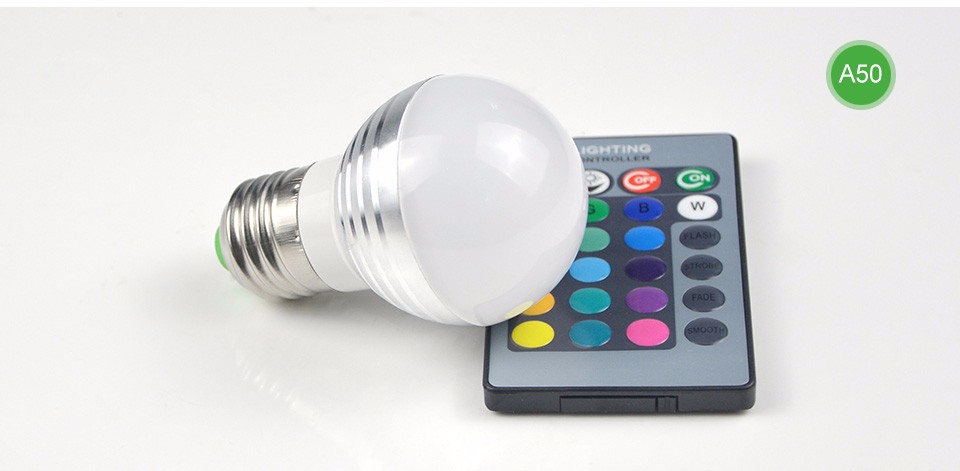 Dimmable RGB 3W 10W 85 265V 220V 110V E27 LED bulbs Night light holiday lamp 24keys IR Remote Controller for home lighting