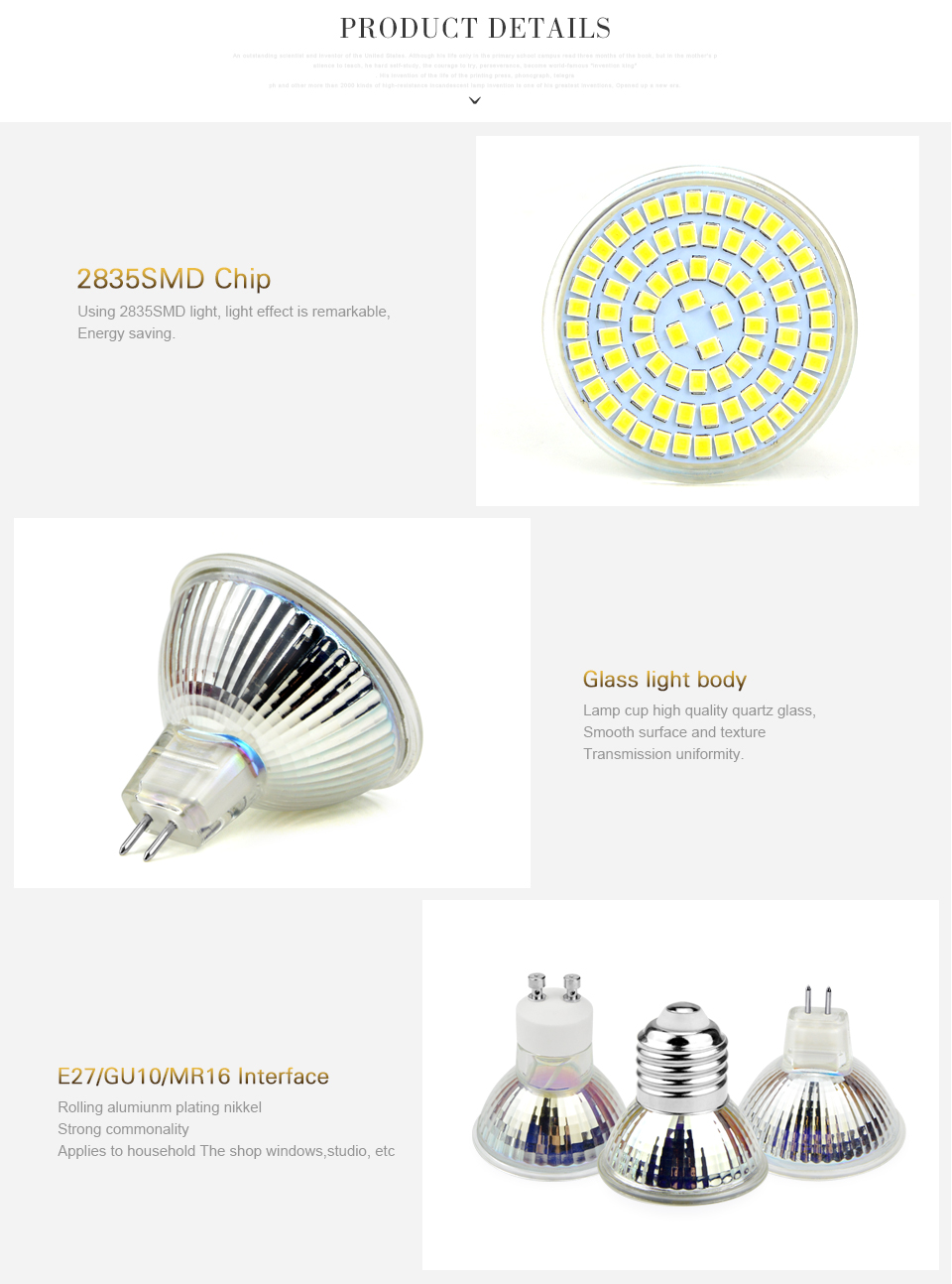 1Pcs LED Spotlight Bulb AC 220V 2835 SMD 5W 7W 9W GU10 E27 MR16 GU5.3 48leds 60leds 80leds glass lamp for home lighting Lampada