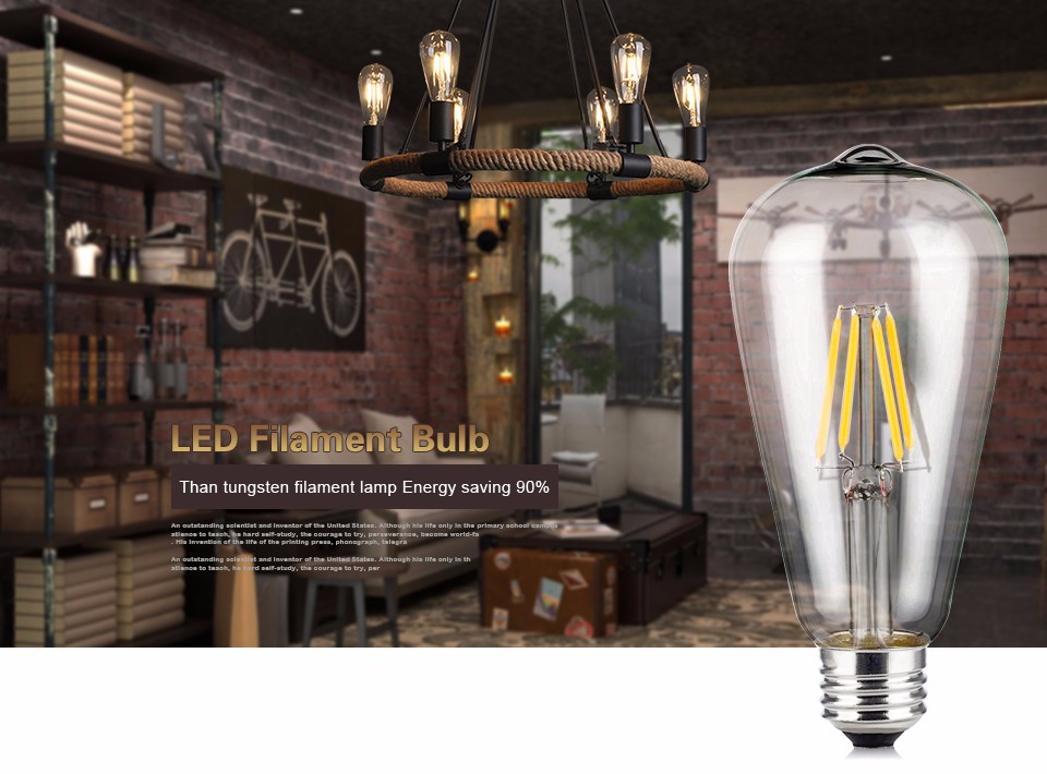 E27 COB LED Bulb light 110V 220V 85 265V 4W 6W 8W LED lamp Retro Edison Filament lamp home lighting