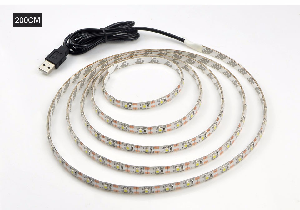 IP65 Waterproof DC 5V USB Cable RGB LED Strip light 50cm 1m 2m lamp 3528 SMD 5050 SMD warm white Flexible tape for TV Background