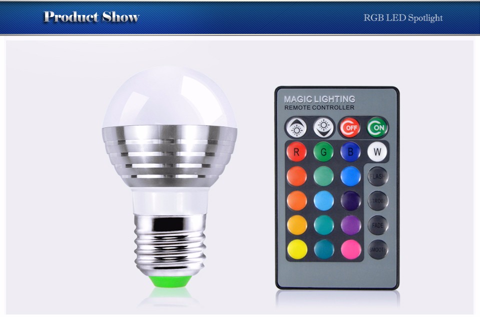 Smart Dimming Remote AC 85V 265V 110V 220V Changeable RGB LED Spotlight Bulb Christmas stage light lamp IR Remote Controller