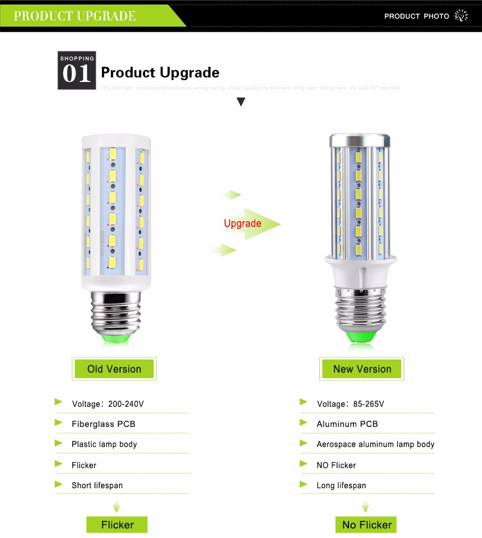 New Arrival 5730 SMD Aluminum PCB 85 265V 110V 220V E27 E14 42LEDs Real high power 10W LED corn bulb light Energy Saving Lamp