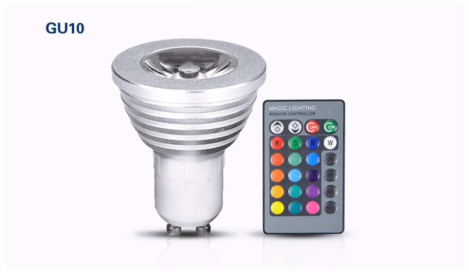 85 265V 220V 110V Stage lights E27 GU10 Dimmable RGB LED Spotlight Bulb For Decor lamp 24keys Remote Controller Night light