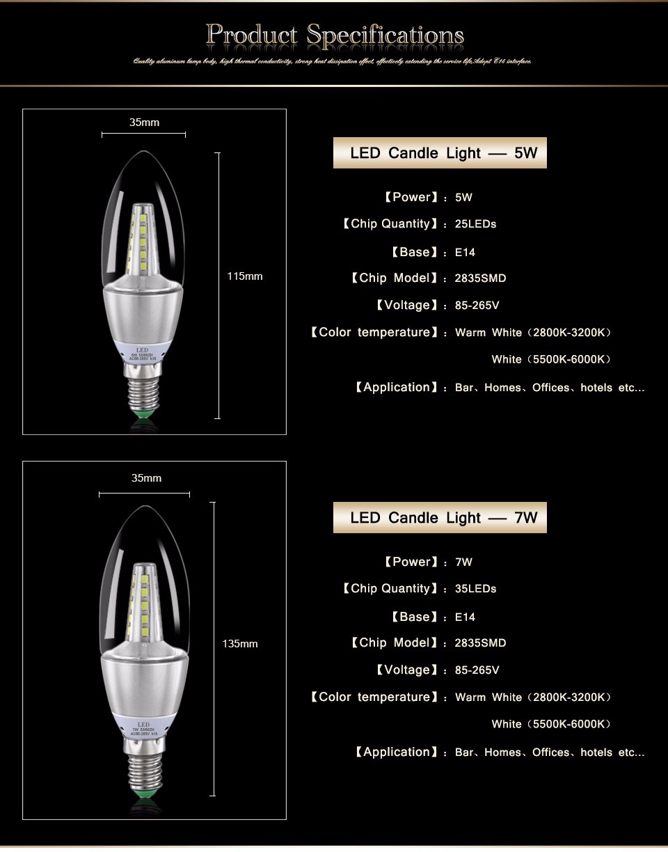 LED light AC 220V 110V 85V 265V E14 LED Bulb 5W 7W LED Candle lamp Alumium Body Crystal Chandelier Pendant light Lampadas