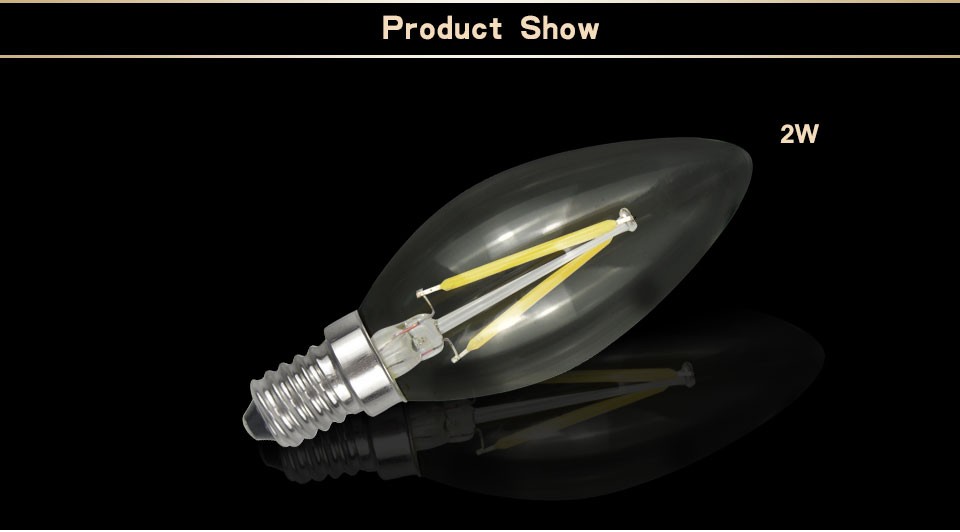 1 x E14 220V COB LED lamps Glass shade Bulb Real Enough watt 2W 4W LED Filament Retro Edison Candle light 360 Degree Chandelier