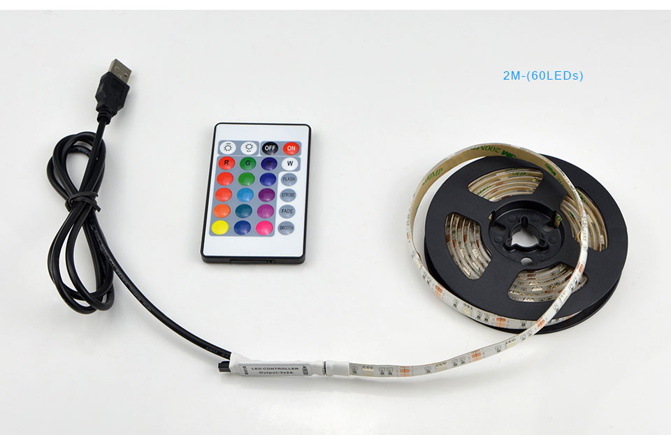 IP20 IP65 1m 2m RGB USB LED Strip light DC 5V 5050 SMD tape Usb cable charger lamp LED controller TV Background Lighting