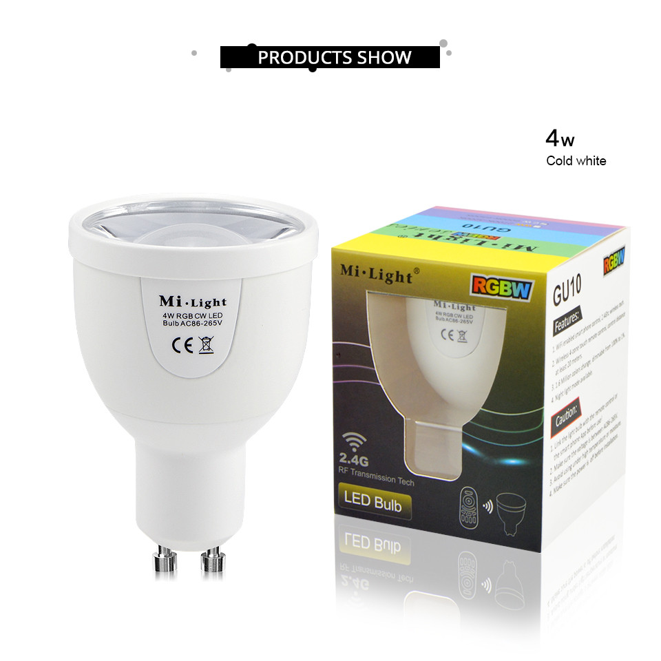 Mi light 2.4G RF wireless Dimmable 110V 220V Smart LED night light RGBWW RGBCW Led Lamp Led Bulbs GU10 E27 4W 6W 9W wifi control