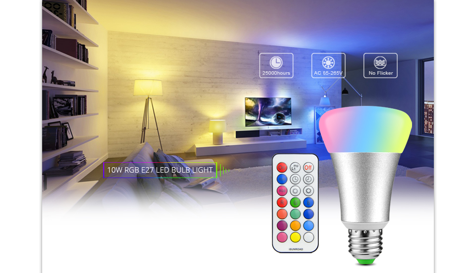 E27 RGBW RGBWW LED Atmosphere holiday night light 10W LED bulb dimmable indoor home lighting decor lamp IR Remote Controller
