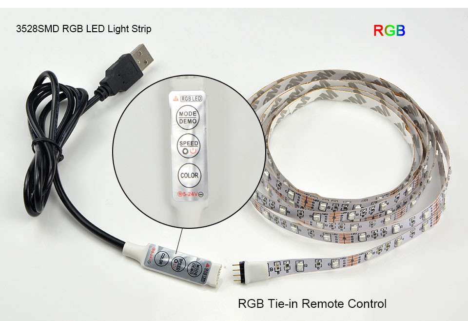 Non Waterproof USB LED Strip Light lamp DC 5V 5050 3528 SMD RGB Warm White Flexible TV Background Lighting 1M 2M 3M 4M 5M