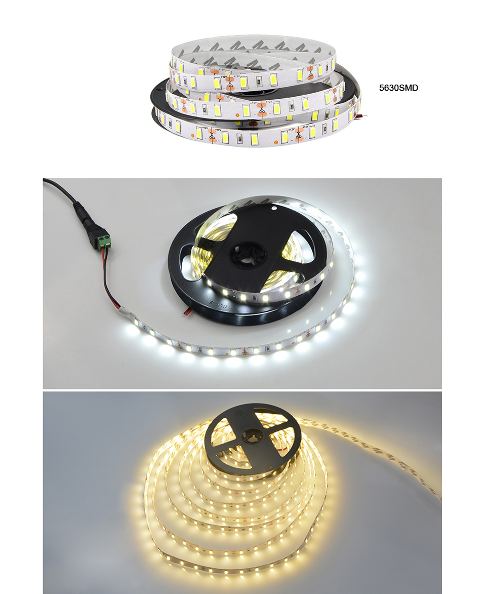 Not waterproof RGB LED strip light 5M DC 12V 5050 SMD 2835 SMD 5630 SMD LED Light Fiexble Lamp Ribbon Tape Decor Home lighting