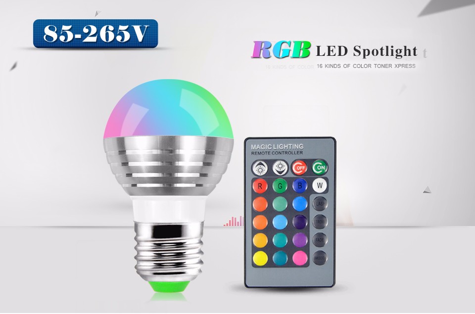 Cute LED Night light AC 85 265V 110V 220V 16Colorful Changeable RGB LED Spotlight Bulb Christmas light lamp IR Remote Controller
