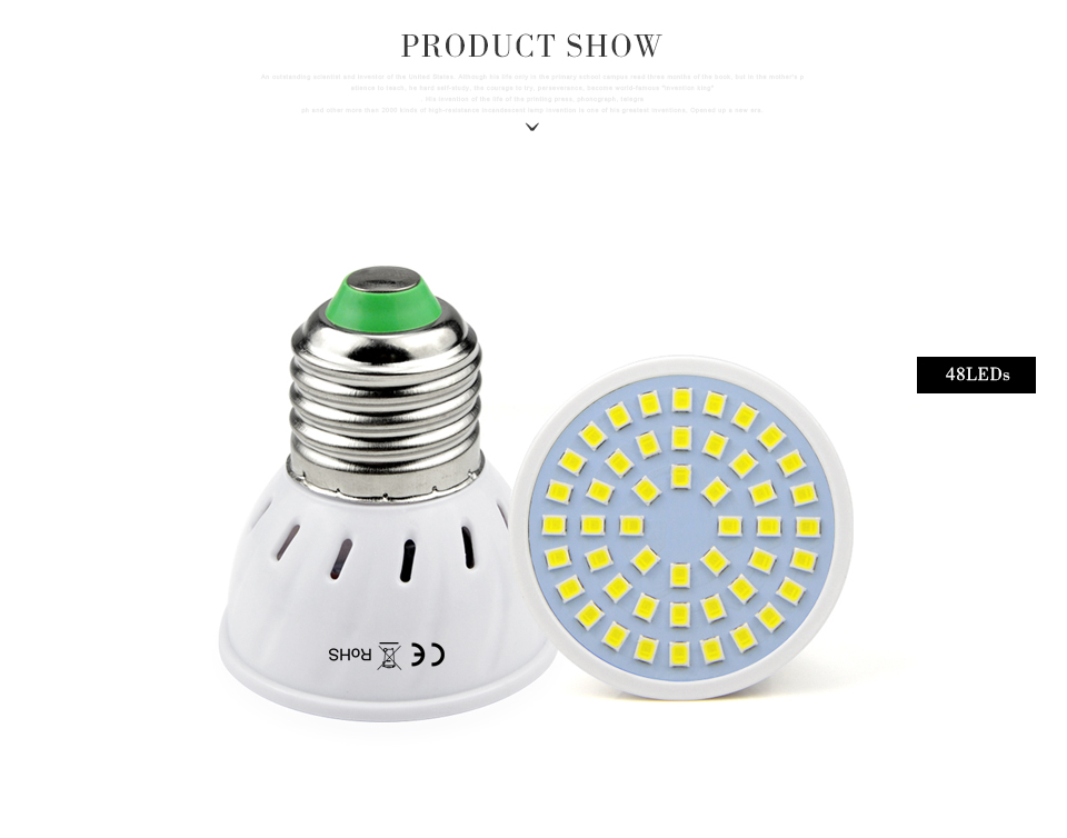 1Pcs E27 AC 220V 5W 7W 9W 2835 SMD LED Spotlight Bulb 48 60 80 LEDs lamp spot light For Indoor Downlight lighting Lampada lamp