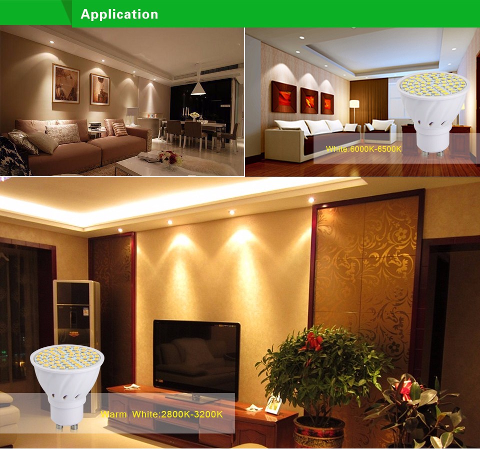 GU10 5W LED lamp Bulb 220V 230V 240V 2835 SMD 60 LEDs Spot light Bulb For Kitchen Hallway living Room lighting